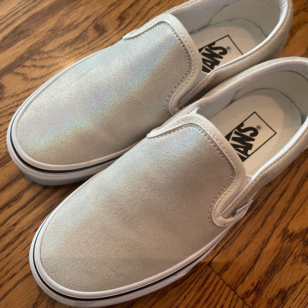 Iridescent Slip On Vans, Barely Worn. Size 5. - image 1